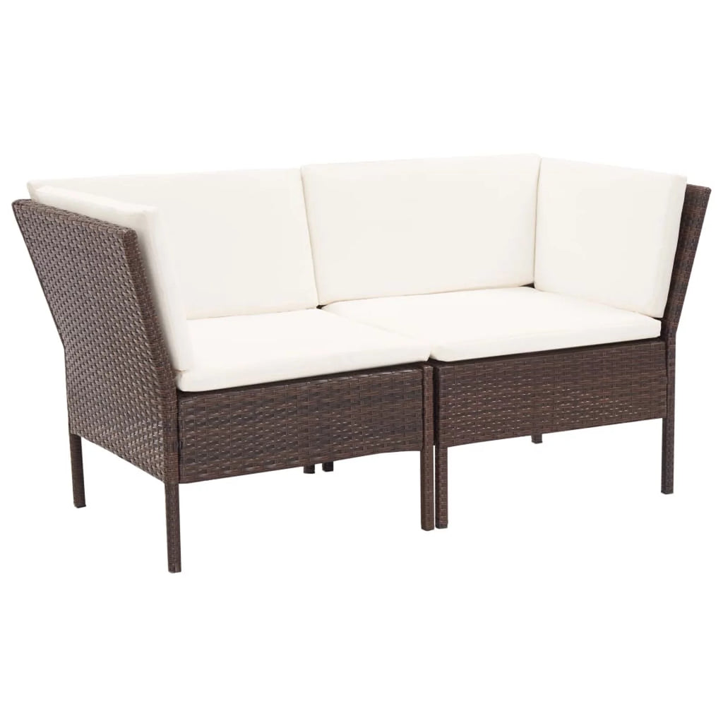 6 Piece White Cushioned Brown Poly Rattan Outdoor Conversation Set T705