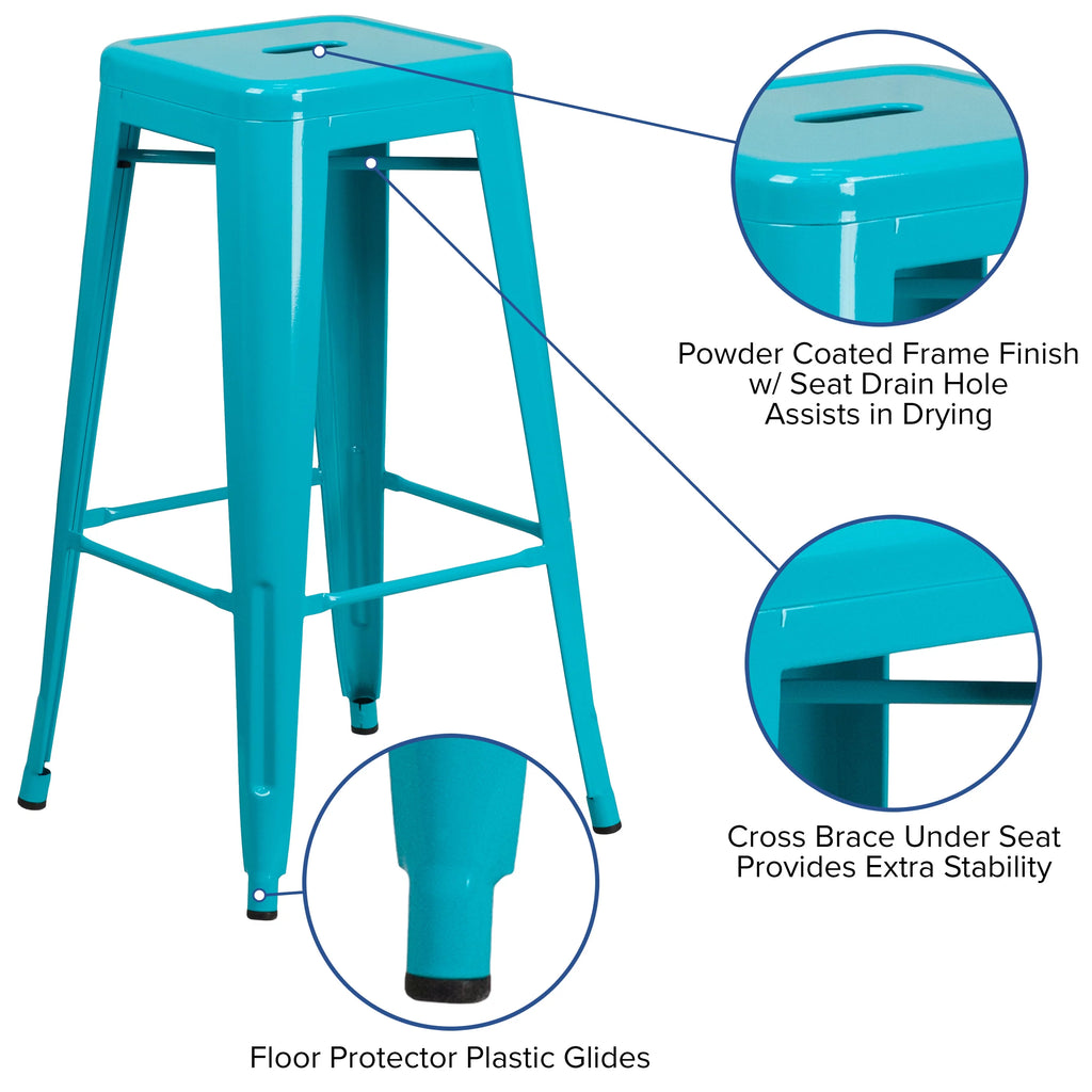 Teal-Blue Indoor-Outdoor Barstool V582