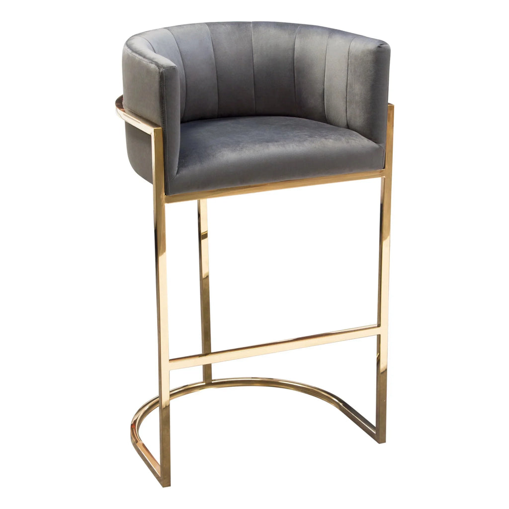 Grey Velvet Bar Height Chair Q42042