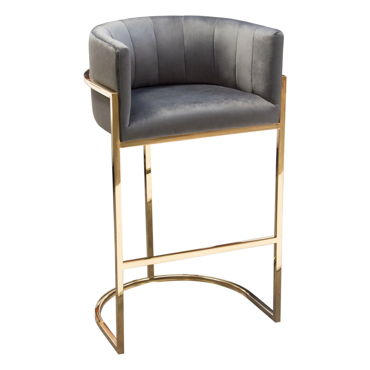 Grey Velvet Bar Height Chair Q42042