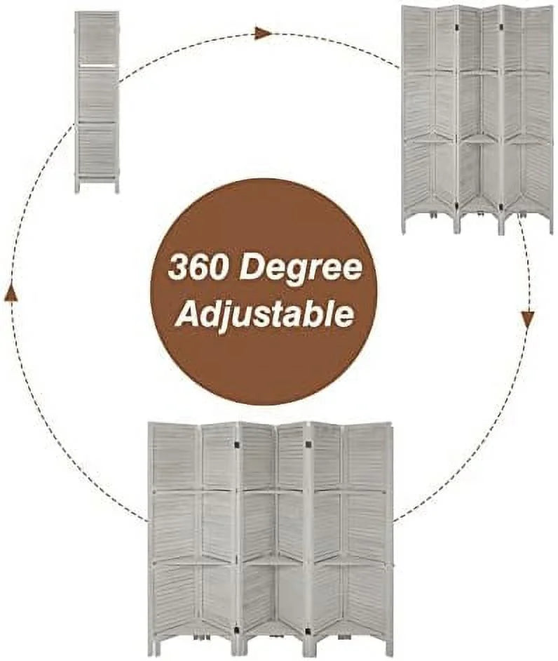 Wood 4 Panel Room Divider with Shelves A774