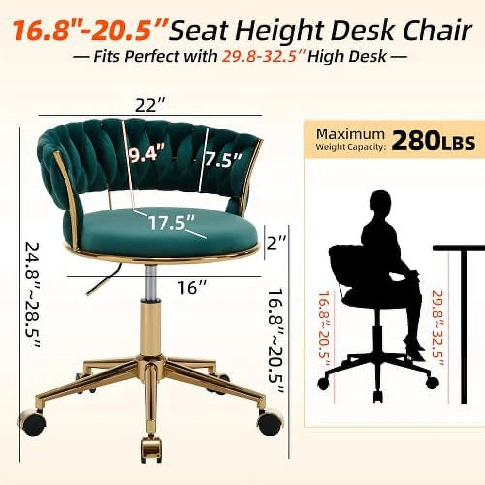 Dark Blue Velvet Desk Chair with Wheels K37379