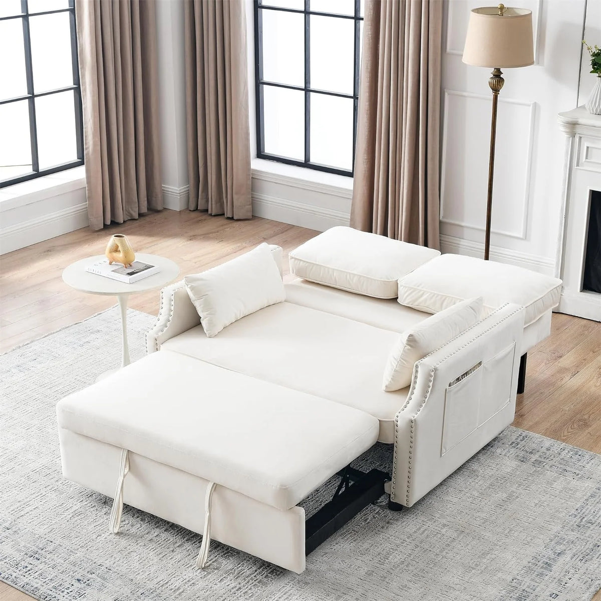 Velvet Convertible Sleeper Sofa with Pull Out Bed F670
