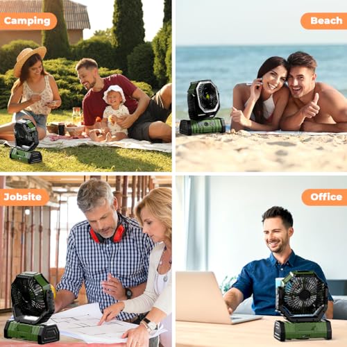 20000mAh Rechargeable Camping Fan with LED Lantern R7340