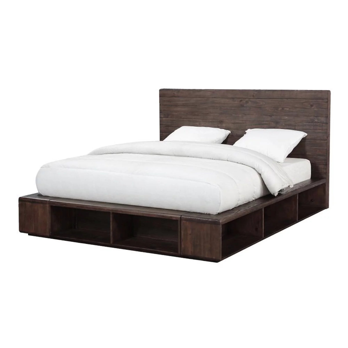 King Platform Storage Bed in Espresso Pine Y62420