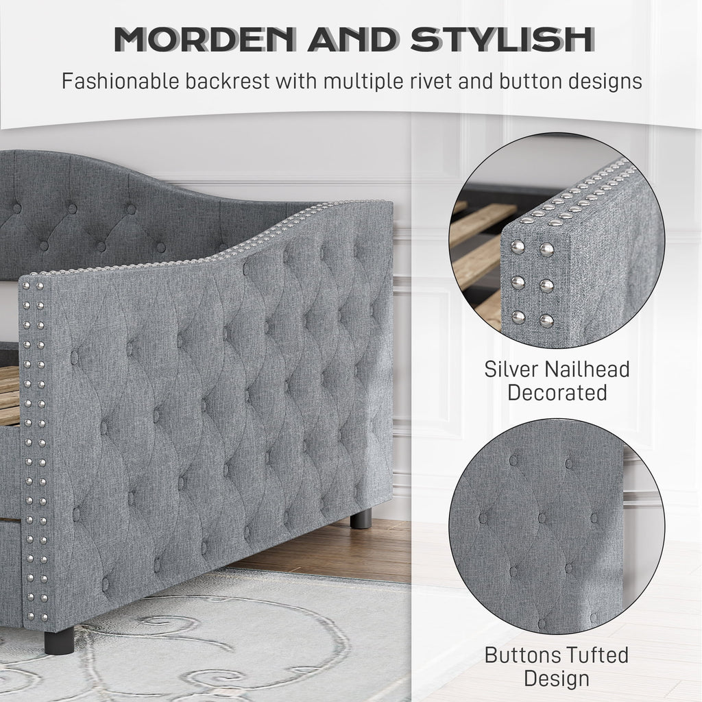 Full Size Tufted Upholstered Velvet Daybed with Trundle Q923