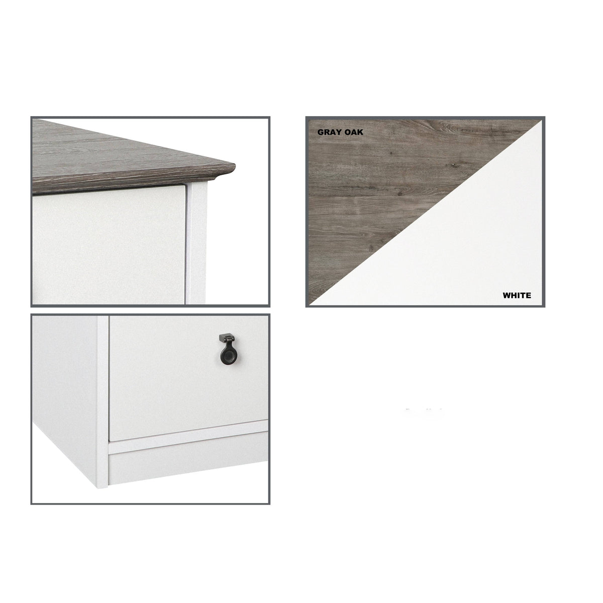 White Gray Oak 3 Drawer Filing Cabinet A629