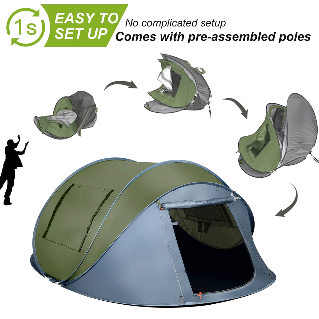 6 Person Pop up Tent 2 Doors Green I807981