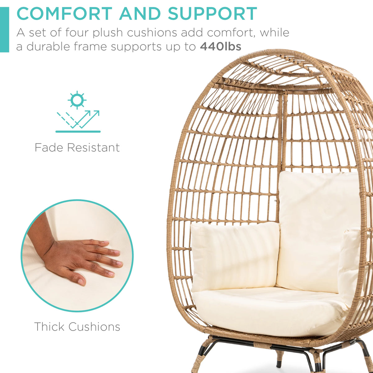Oversized Wicker Egg Chair with Steel Frame R999