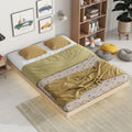 Full Size Grey Pinewood Floating Platform Bed with LED Lights B513552