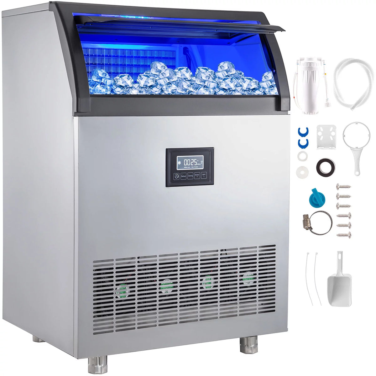 Commercial Ice Maker 200LBS/24H 55LBS Storage Q555