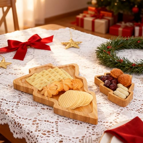 Wood Serving Platters Christmas Tree Shaped Wooden Tray N6774