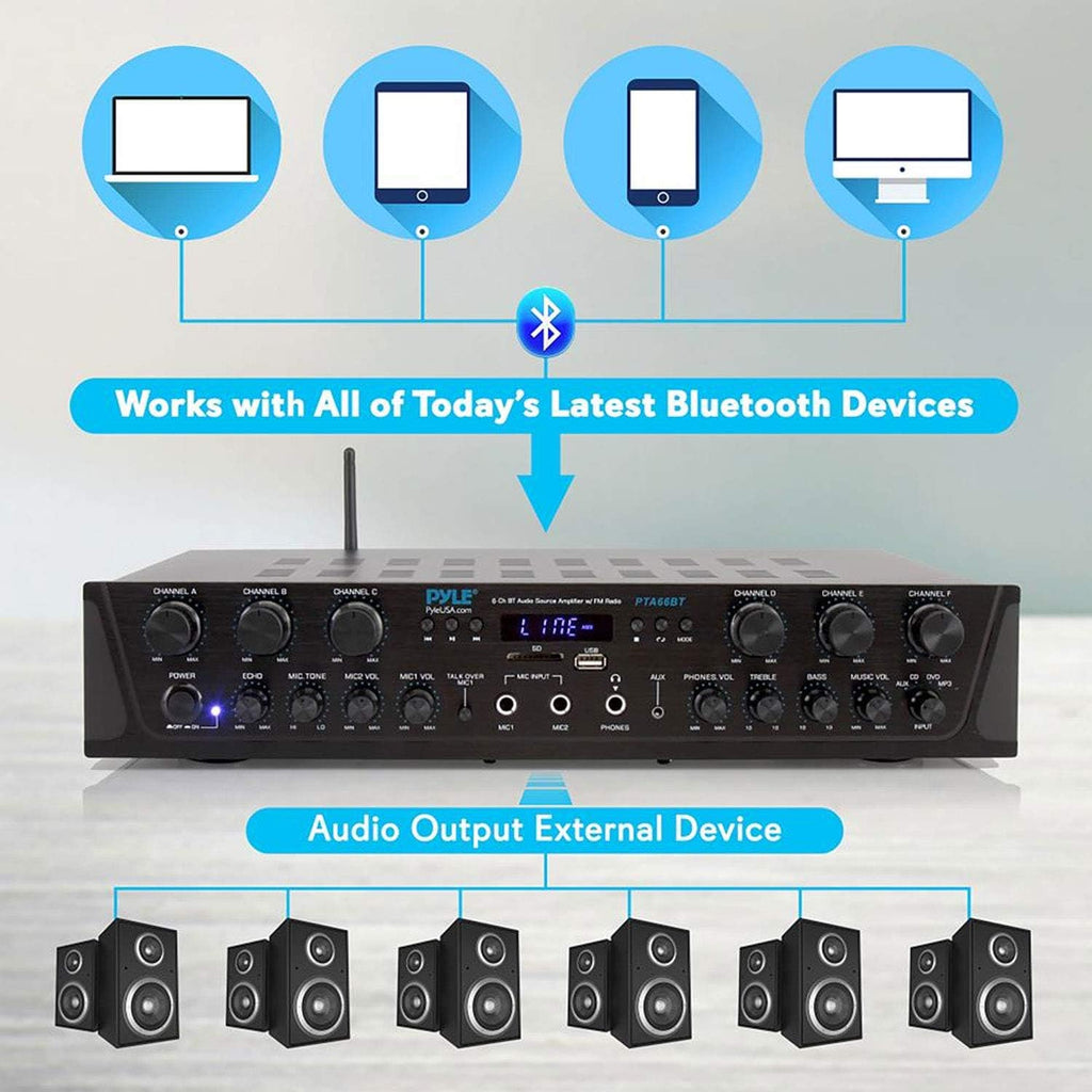 Wireless Bluetooth Stereo Receiver Amp 6 Channel 600Watt L5585