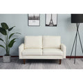 Beige Faux Leather Square Arm Loveseat D3490