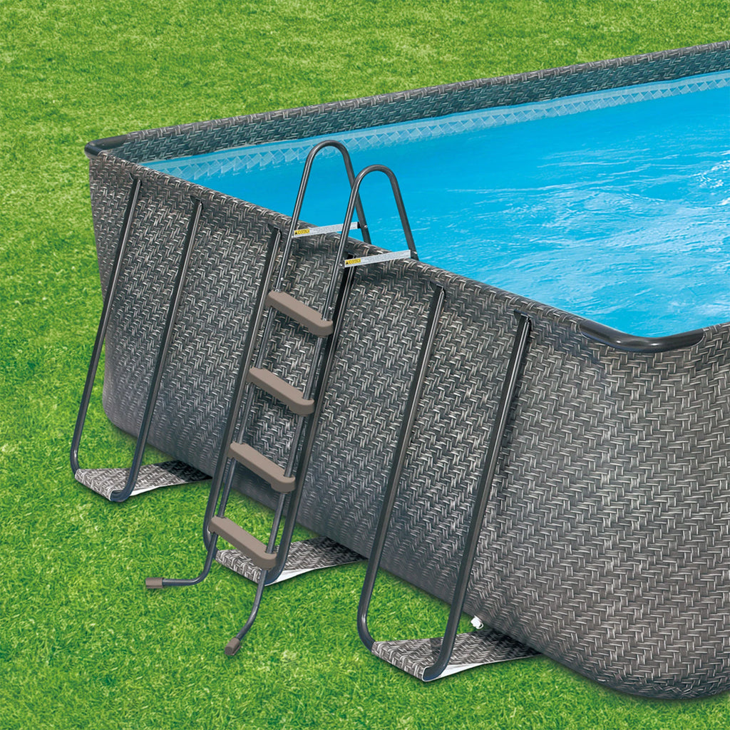 24ft x 12ft x 52in Rectangle Above Ground Frame Swimming Pool Set U5380