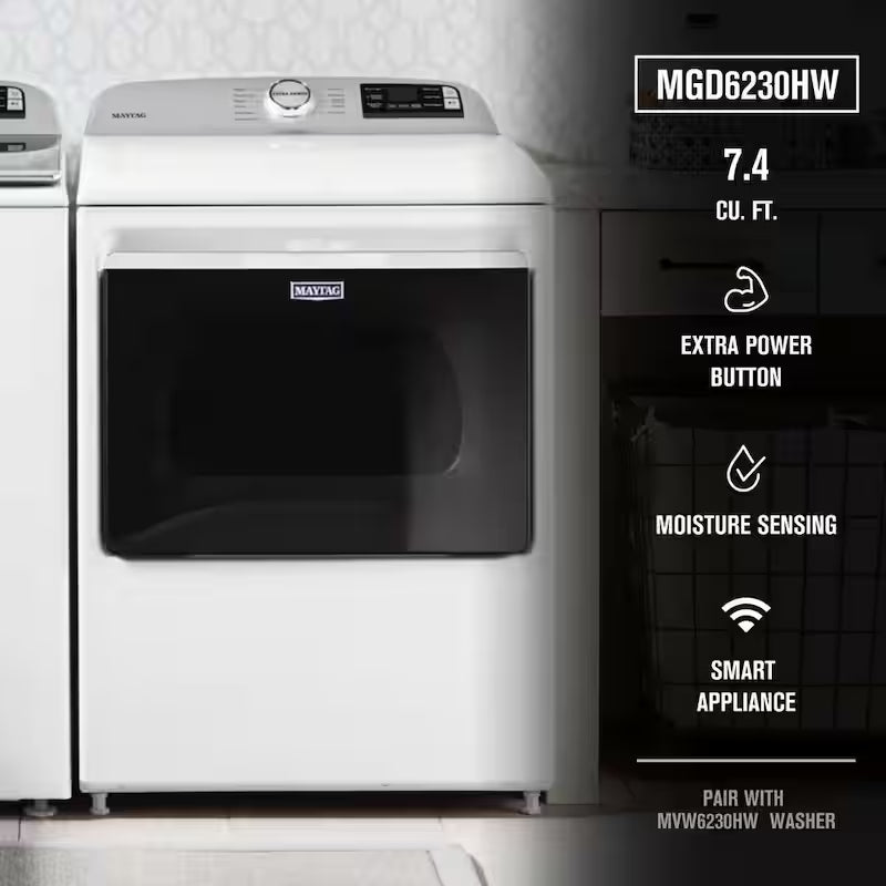 White Gas Dryer with Hamper Door S743