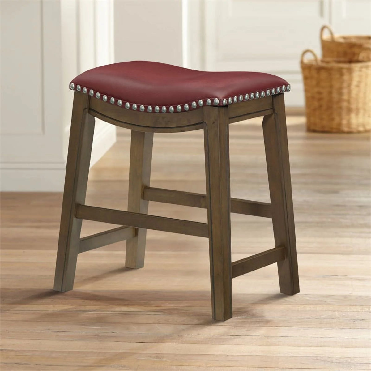 18" Wooden Bar Stool Saddle Seat B506