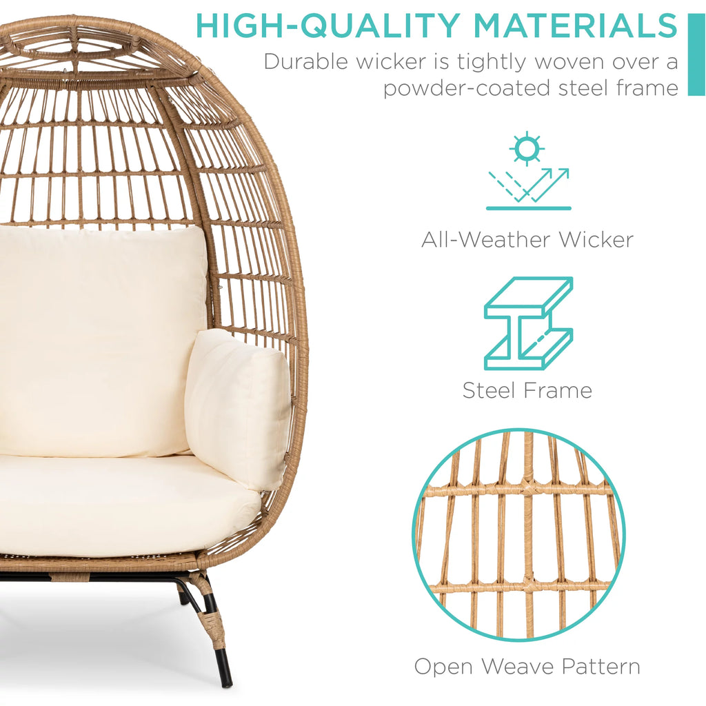 Oversized Wicker Egg Chair with Steel Frame R999