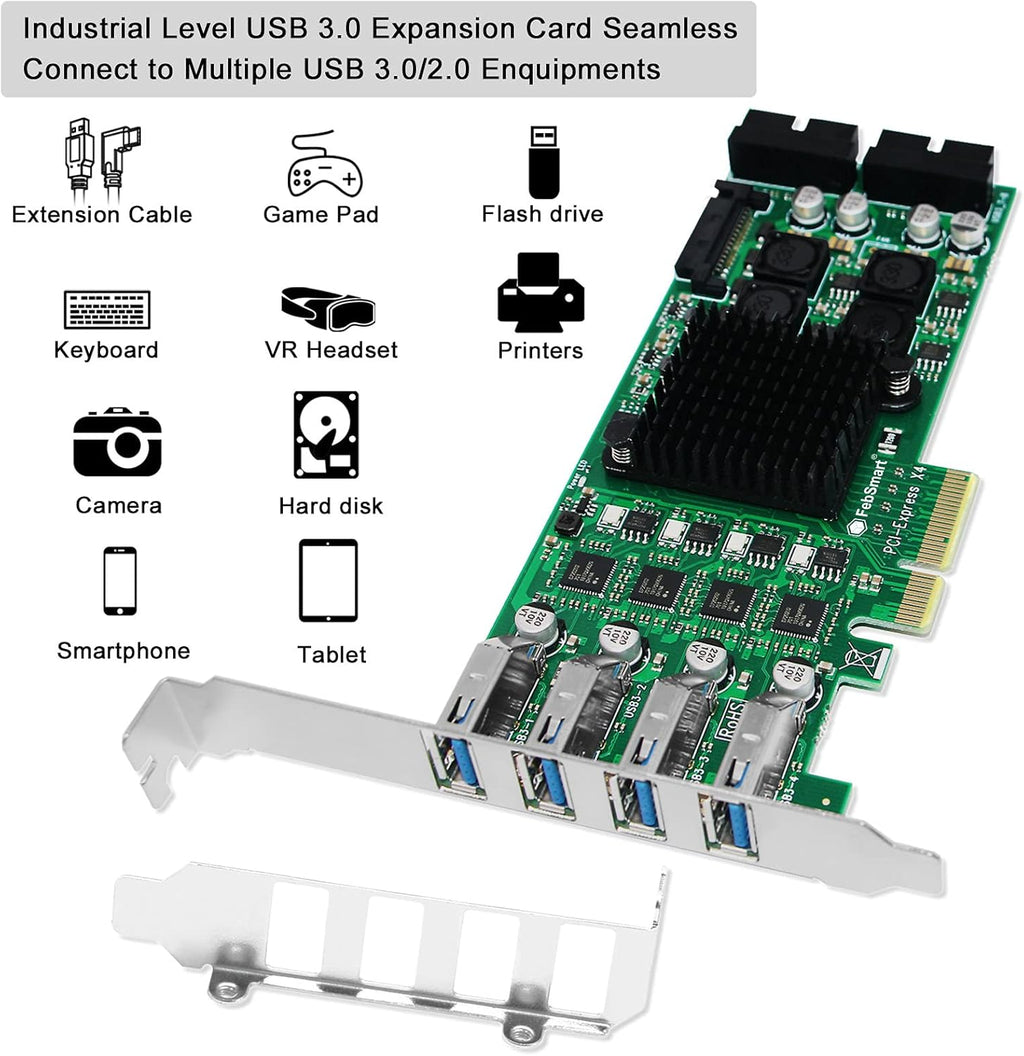 4 Channel 8 Ports PCI Express USB 3.0 Card L813559