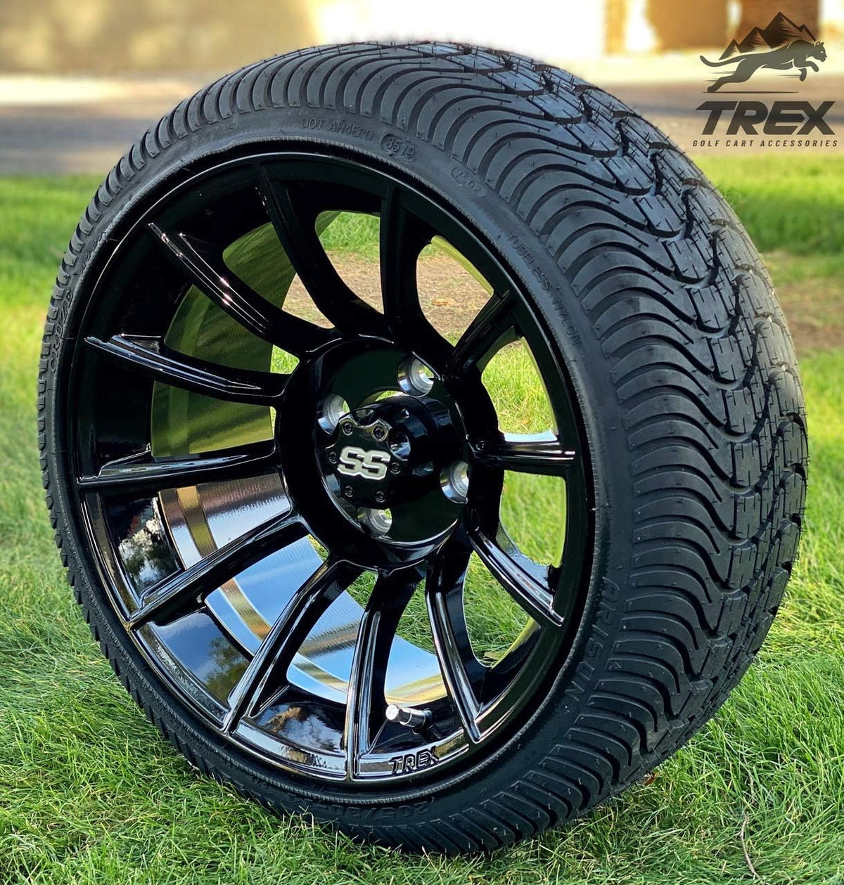 14 Gloss Black Aluminum Wheels and Low Profile Tires Set of 4 S1062