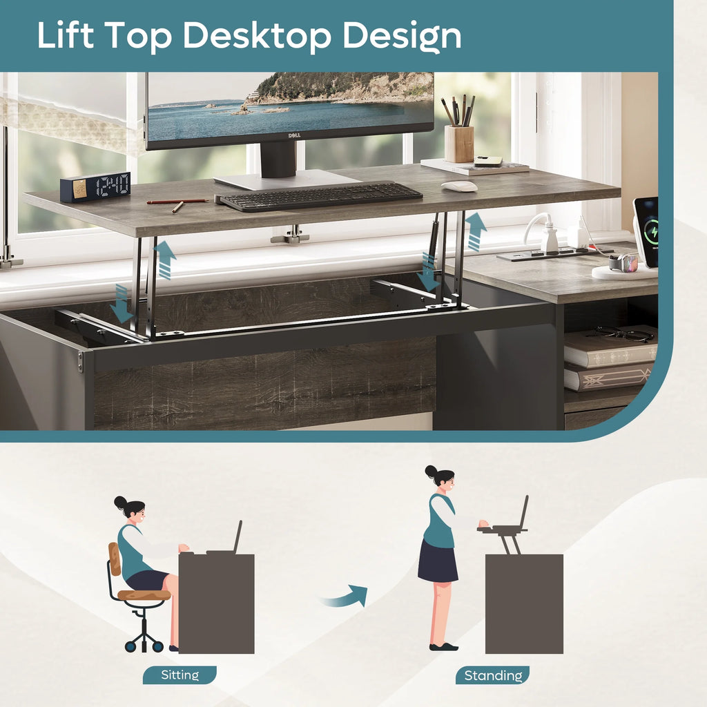 60" Gray Computer Desk with Drawers B113