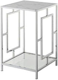 Metal End Table with White Faux Marble Top Q279
