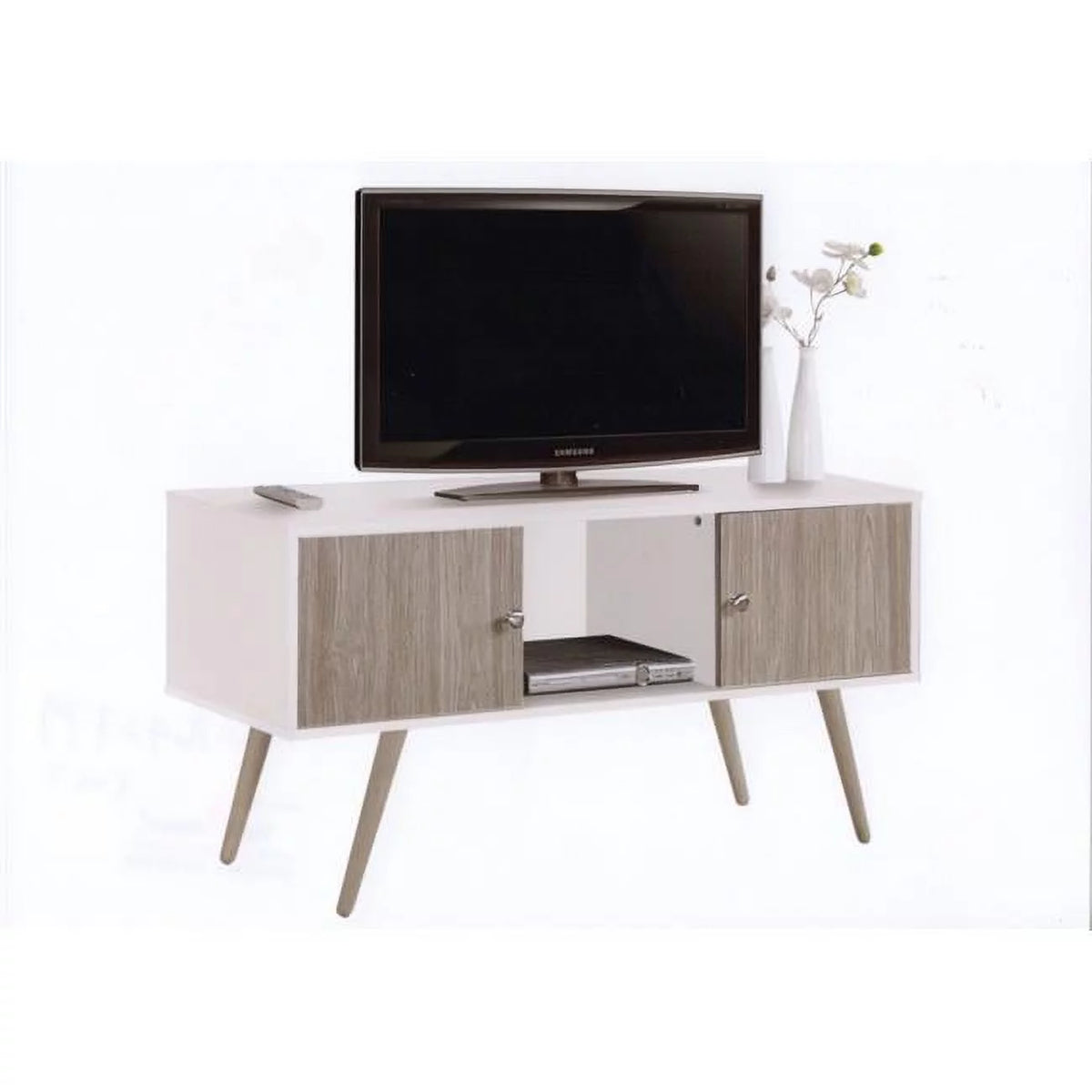 White Grey Retro Style Entertainment Unit U1963