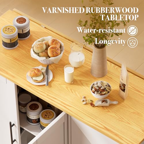 White Rolling Kitchen Island with Storage R5530
