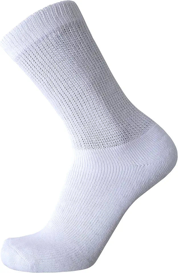 White Loose Fitting Crew Sock for Edema, Pack of 2 P483712