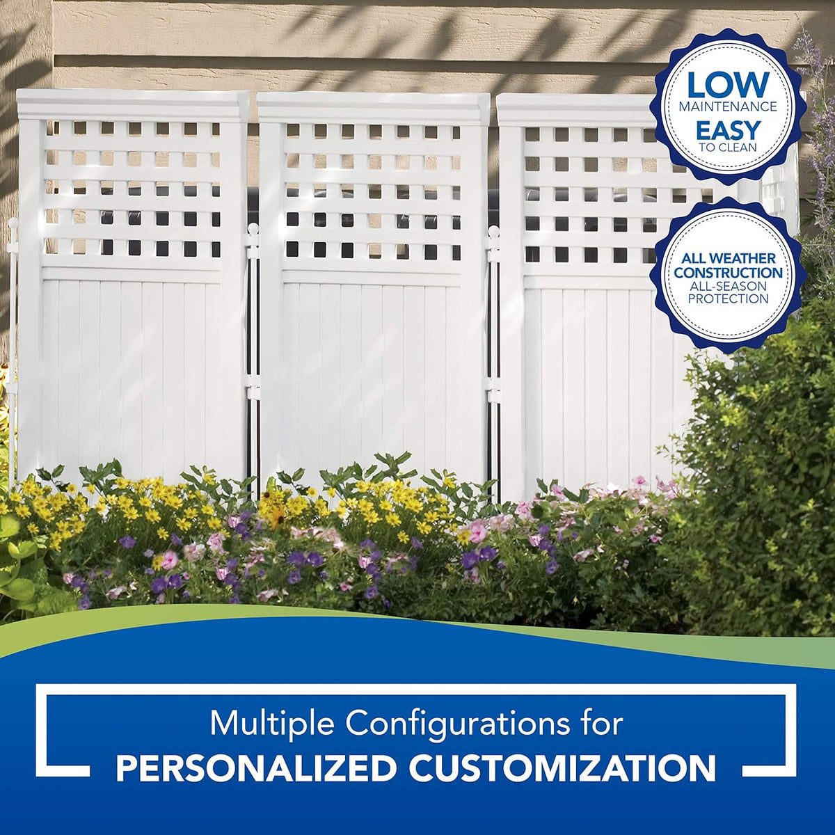 White 4 Panel Freestanding Reversible Outdoor Screen L60135
