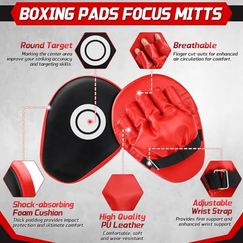 Kids Boxing Gloves and Punching Mitts Set with Hand Wraps E3746