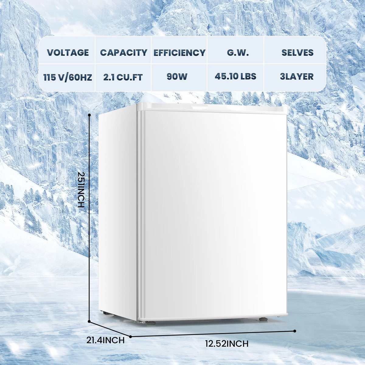 3.0 Cu.ft Compact Upright Freezer with Reversible Door D18799