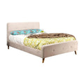 Beige Chenille Upholstered Queen Platform Bed K326706