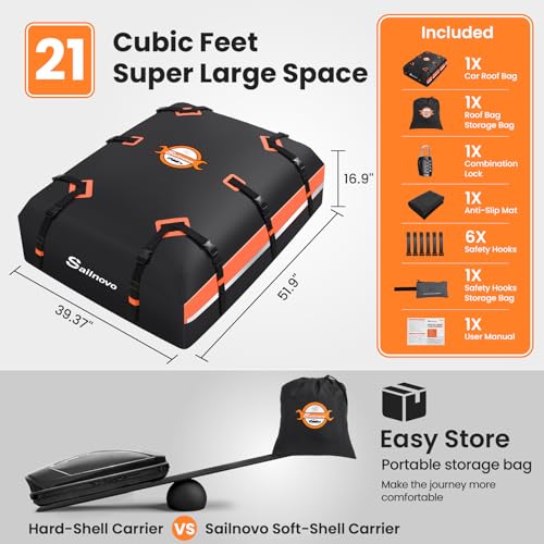 21 Cubic Feet Waterproof PVC Rooftop Cargo Carrier B732201