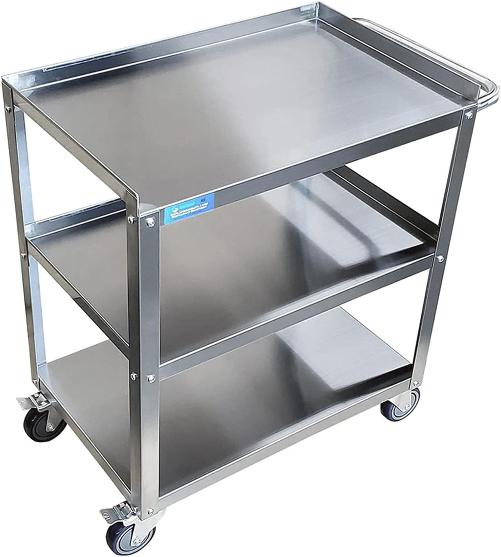 Stainless Steel 3 Shelf Utility Cart on Wheels with Handle S3760