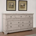 Antique White Wood Seven Drawer Dresser C5138