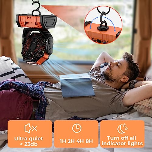 20000mAh Rechargeable Camping Fan with LED Lantern R7340