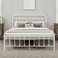 White Metal Full Size Bed Frame with Headboard Footboard T382