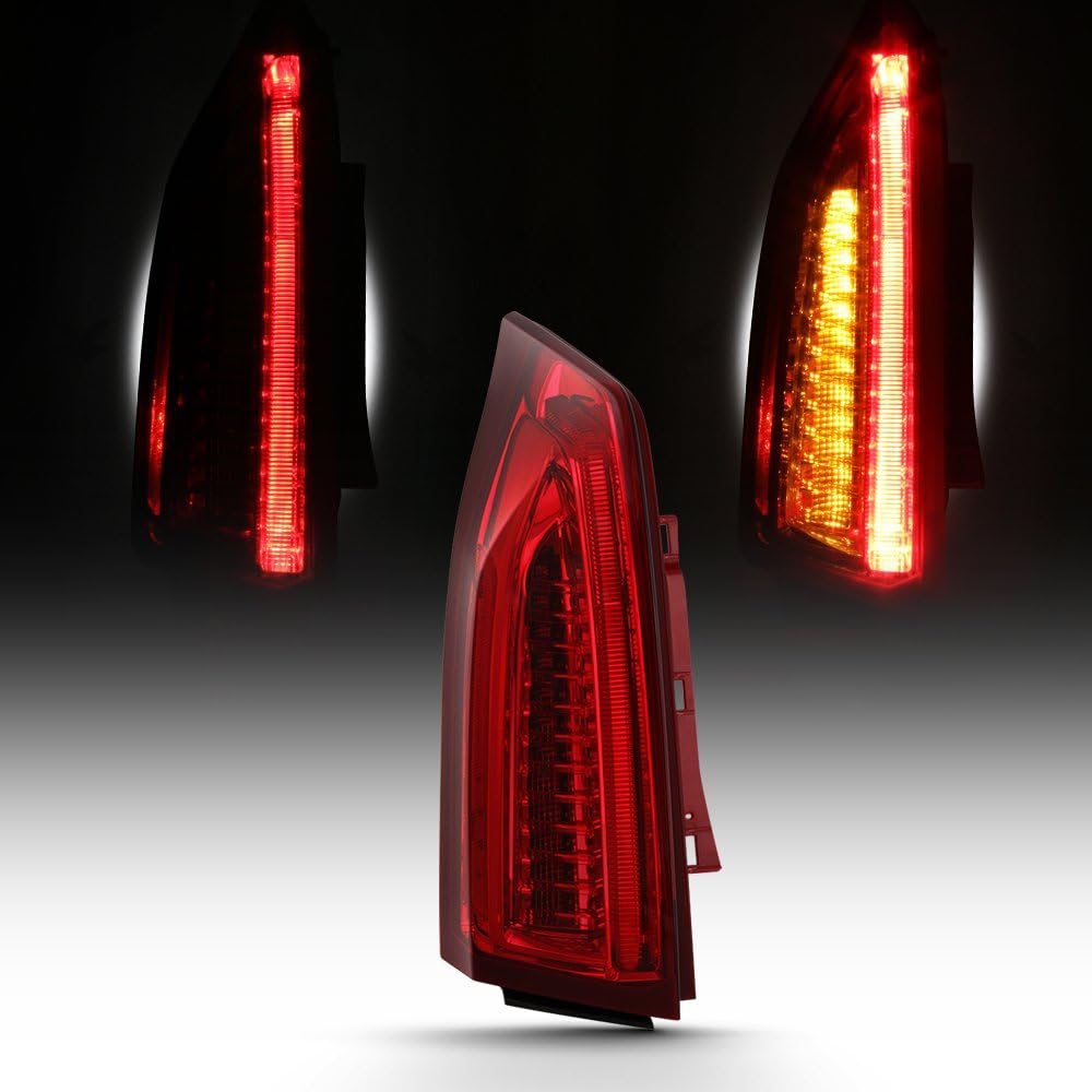 2013-2018 Cadillac ATS Full LED Tail Light Chrome Housing Red Clear Lens E631269