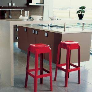Glossy Red Polycarbonate Counter Stool G52217