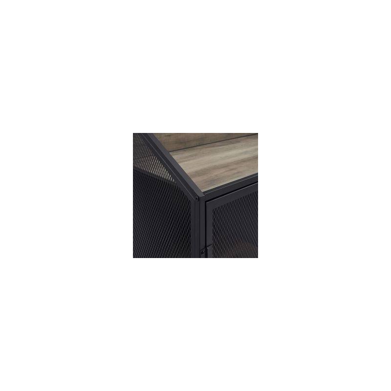 33 inch Grey Wash Bar Cabinet with Metal Mesh U829402