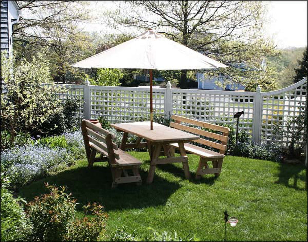 Red Cedar 4' Picnic Table with 2 Backed Benches E3962