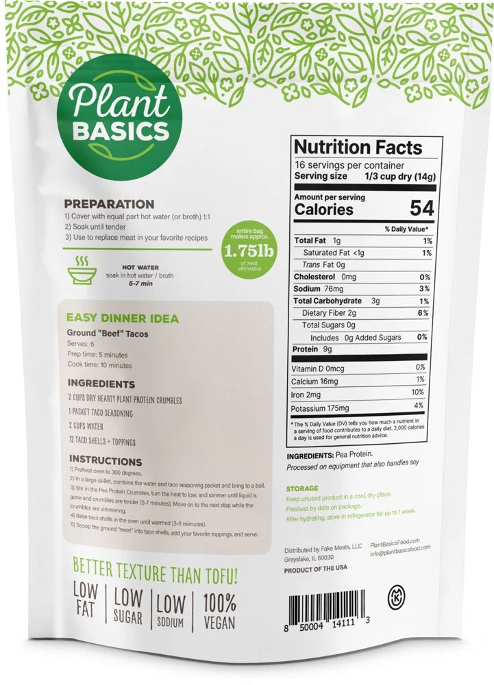 Unflavored Plant Protein Crumbles, 8 oz (Pack of 6) W30478