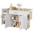 47.2in Rolling Kitchen Island with Drop Leaf W138
