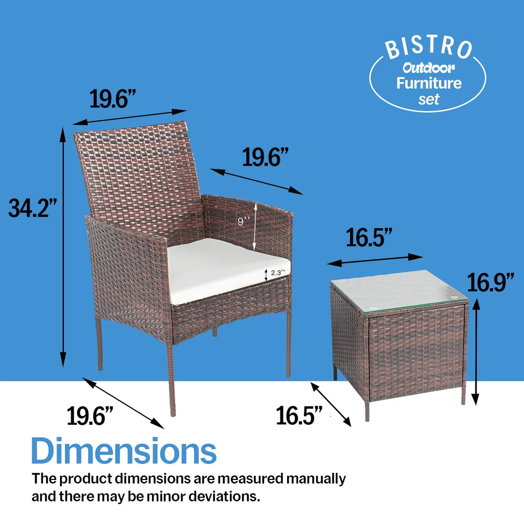 3 Piece Rattan Outdoor Furniture Set with Table O5930