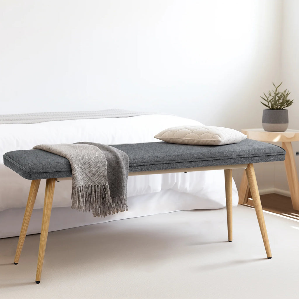 Charcoal Gray Upholstered Tufted Bench G5831