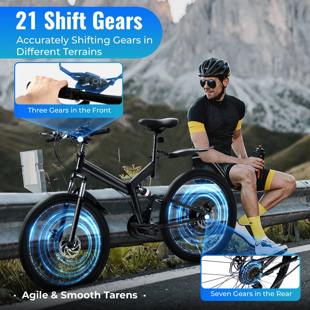 26 inch 21 Speed Full Suspension Folding Mountain Bike Y538286