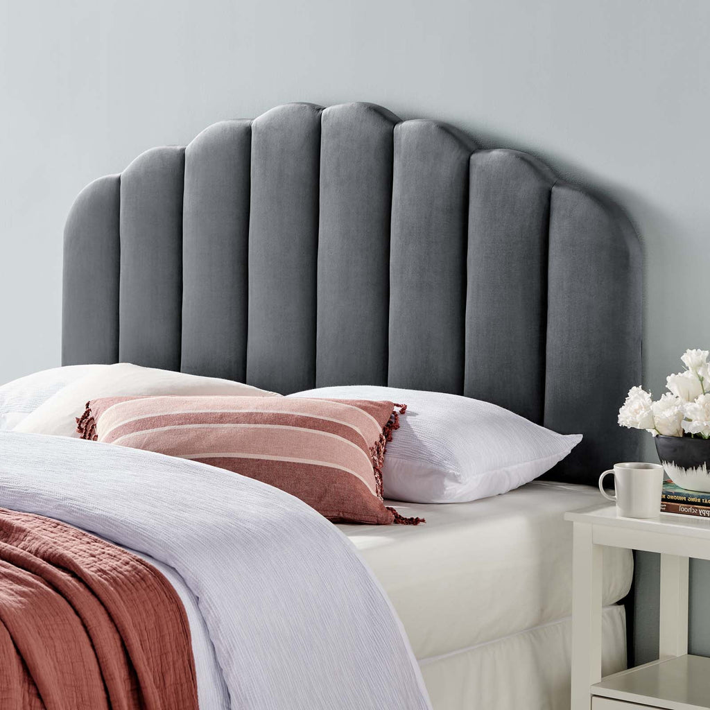 King Size Velvet Dark Grey Headboard N5254