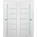 60 x 96 White Silk Frosted Glass Sliding Closet Bypass Doors T6517