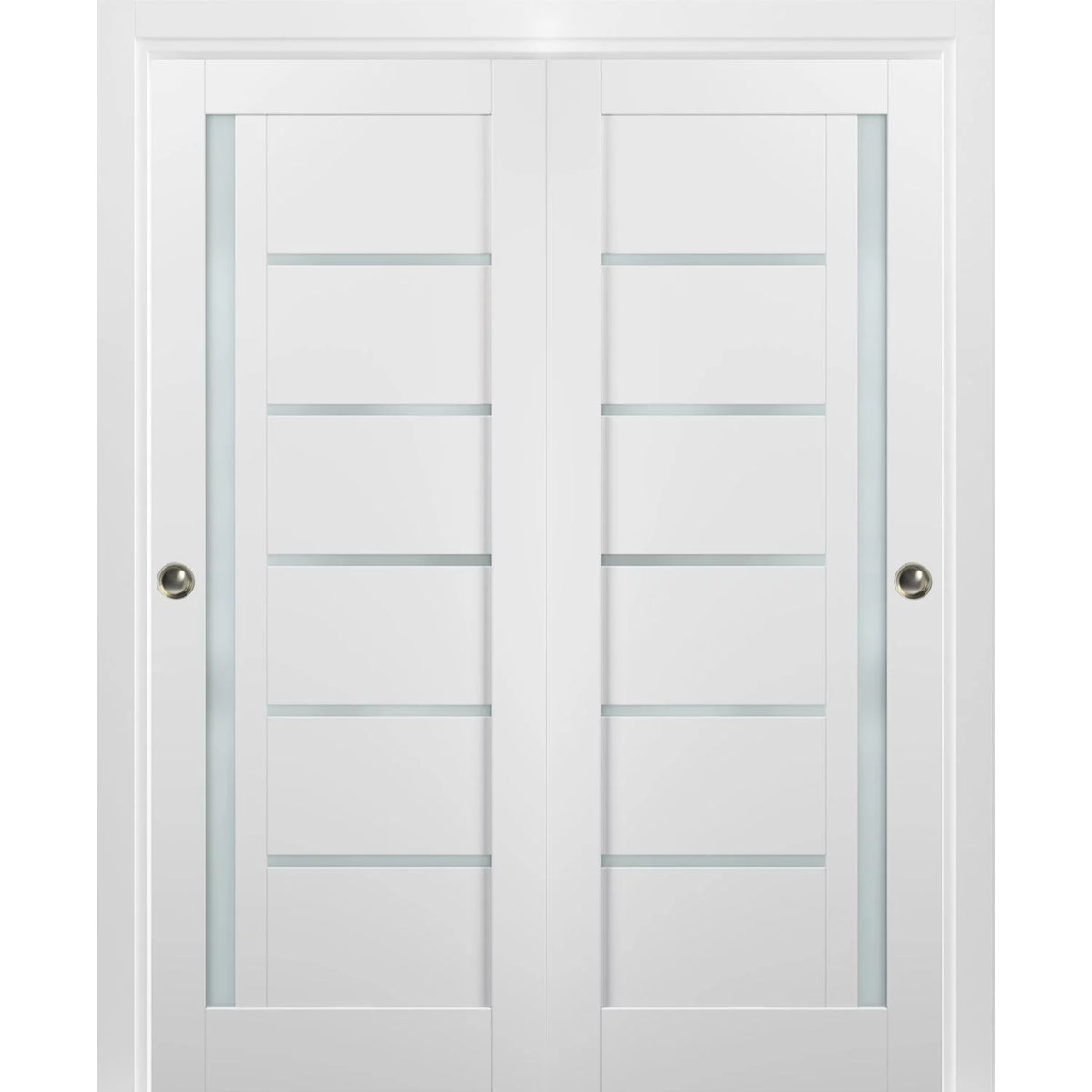60 x 96 White Silk Frosted Glass Sliding Closet Bypass Doors T6517